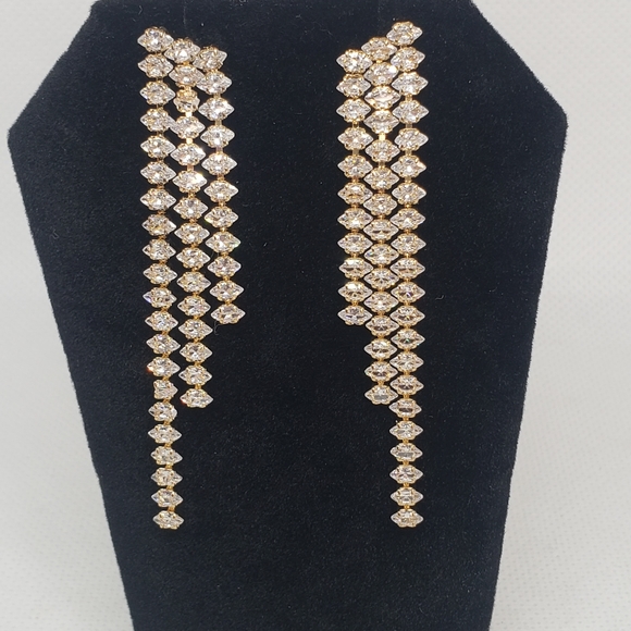 J004 Amber Sceats crystals chandelier earrings gold plated - Picture 6 of 6